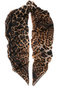 Шерстяной платок с леопардовым принтом Saint Laurent