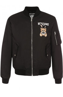 Бомбер на молнии с аппликацией Moschino