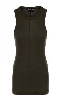Приталенный шелковый топ с круглым вырезом Tom Ford