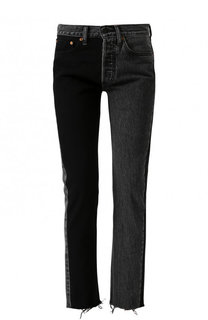 Укороченные джинсы прямого кроя с потертостями Vetements