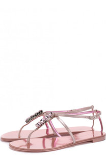 Сандалии из металлизированной кожи с кристаллами Giuseppe Zanotti Design