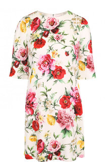 Приталенное шелковое платье с цветочным принтом Dolce & Gabbana