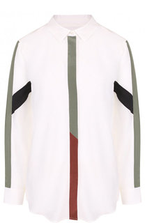 Шелковая блуза свободного кроя с контрастной отделкой Equipment