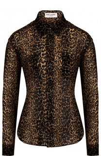 Шерстяная блуза с леопардовым принтом Saint Laurent