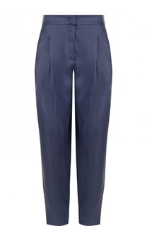 Льняные брюки с защипами Emporio Armani