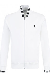 Хлопковая толстовка на молнии с контрастными манжетами Polo Ralph Lauren