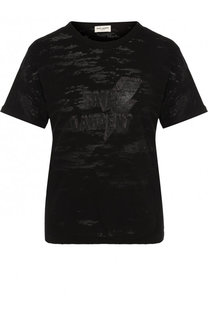 Хлопковая футболка свободного кроя с круглым вырезом Saint Laurent