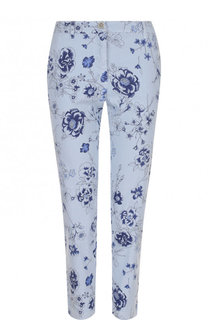 Укороченные брюки из смеси льна и хлопка с цветочным принтом 120% Lino