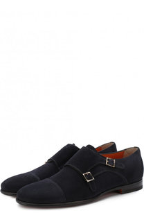 Замшевые монки с двумя пряжками Santoni