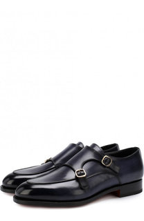 Кожаные монки с двумя пряжками Santoni