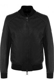 Кожаный бомбер на молнии с текстильными манжетами Belstaff