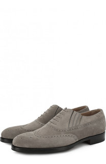 Замшевые лоферы с брогированием Kiton