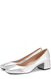 Туфли из металлизированной кожи на декорированном каблуке Tod’s Tods