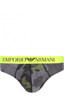 Хлопковые брифы с широкой резинкой Emporio Armani