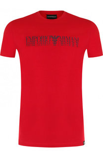 Хлопковая футболка с логотипом бренда Emporio Armani