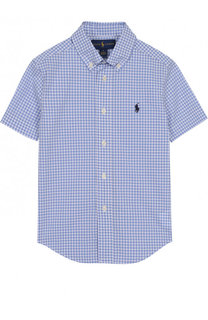 Хлопковая рубашка с принтом и воротником button down Polo Ralph Lauren