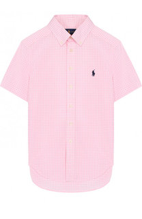 Хлопковая рубашка с воротником button down и коротким рукавом Polo Ralph Lauren