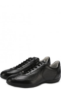Кожаные кроссовки на шнуровке Santoni