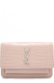 Сумка Sunset Monogram с тиснением под крокодила Saint Laurent