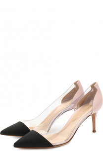 Комбинированные туфли Plexi на шпильке Gianvito Rossi