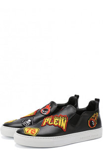 Кожаные слипоны с нашивками Philipp Plein