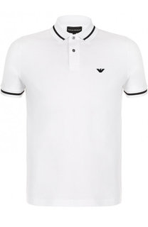 Хлопковое поло с короткими рукавами Emporio Armani