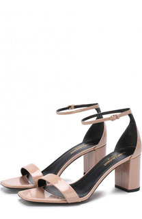Лаковые босоножки LouLou на устойчивом каблуке Saint Laurent