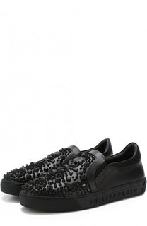 Кожаные слипоны с отделкой Philipp Plein