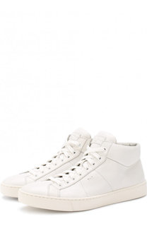 Высокие кожаные кеды на шнуровке Santoni