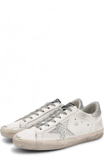Кожаные кеды SuperStar с отделкой кристаллами Swarovski Golden Goose Deluxe Brand