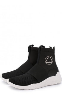 Высокие текстильные кроссовки без шнуровки MCQ