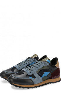 Комбинированные кроссовки Valentino Garavani Rockrunner с замшевой отделкой Valentino