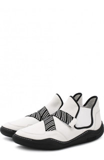 Высокие кожаные кроссовки без шнуровки Lanvin