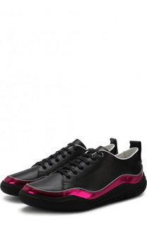 Кожаные кеды на шнуровке с контрастной отделкой Lanvin