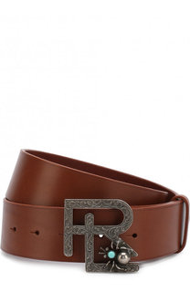 Кожаный ремень с фигурной пряжкой Ralph Lauren