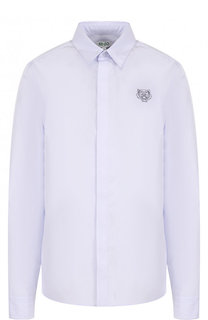 Хлопковая блуза прямого кроя с логотипом бренда Kenzo