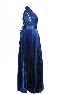 Шелковое плиссированное платье-макси с открытым плечом Elie Saab