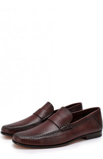 Кожаные лоферы с перемычкой Santoni