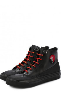 Высокие кожаные кеды на шнуровке с молнией Alexander McQueen