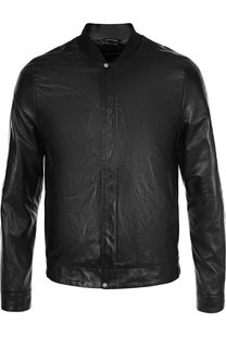 Кожаный бомбер на молнии Emporio Armani