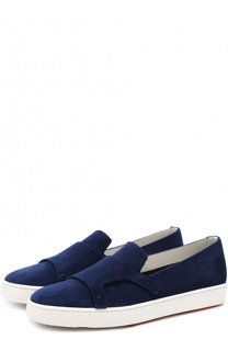 Замшевые слипоны с отделкой Santoni
