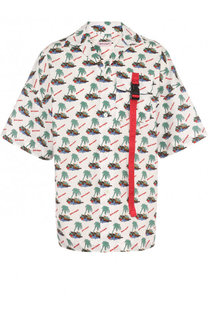 Хлопковая рубашка свободного кроя с принтом Palm Angels