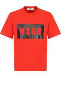 Хлопковая футболка с логотипом бренда MSGM