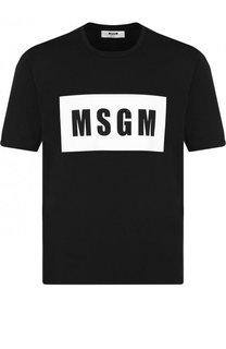Хлопковая футболка с логотипом бренда MSGM