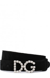 Ремень из смеси вискозы и шелка и фигурной пряжкой с кристаллами Dolce &amp; Gabbana