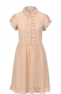 Приталенное шелковое мини-платье с оборками REDVALENTINO