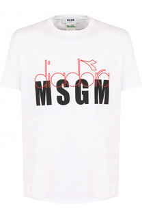 Хлопковая футболка MSGM x Diadora MSGM