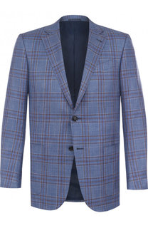 Однобортный пиджак из смеси шерсти и шелка со льном Ermenegildo Zegna