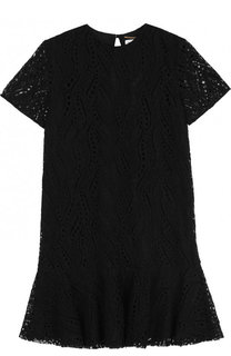 Однотонное мини-платье с кружевной отделкой Saint Laurent