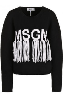 Пуловер с логотипом бренда и бахромой MSGM
